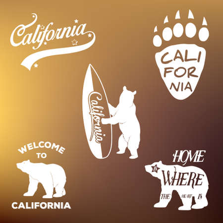 Vintage california republic t-shirt apparel fashion design and bear, vector illustrationのイラスト素材