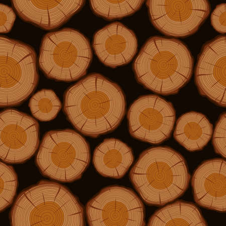 Vector wood log cuts seamless pattern background.のイラスト素材