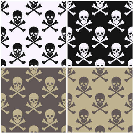 Set of seamless patterns with skulls. Vector illustration.のイラスト素材