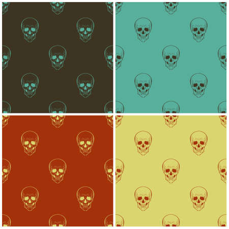 Set of four vector seamless patterns with skullsのイラスト素材