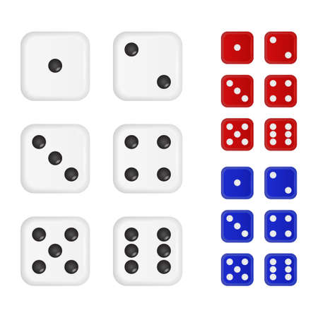 Set of dices in three different colors. のイラスト素材