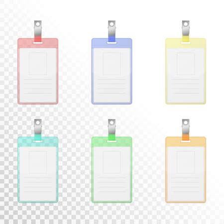 Set of transparent colorful vertical identification cards. Vector EPS10 illustration.のイラスト素材