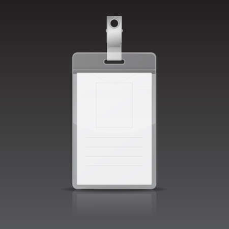 Realistic Vertical Card Name or ID card with reflection on black background.のイラスト素材
