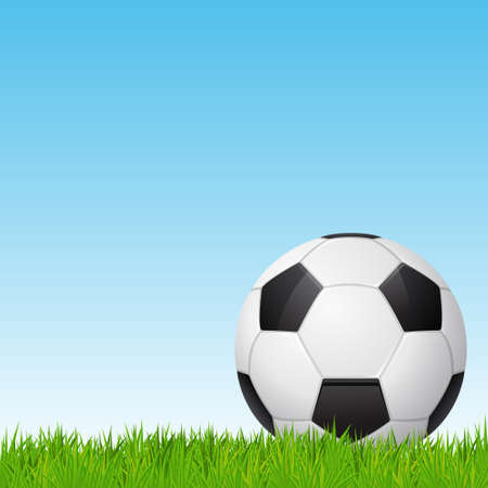 Soccer ball on grass or soccer field. Vector  background.のイラスト素材