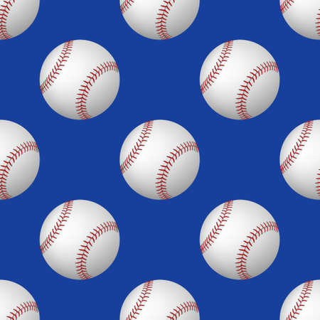 Seamless pattern of baseball balls on blue background.のイラスト素材