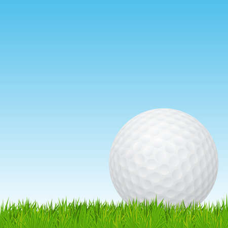 Golf ball on a green grass. のイラスト素材