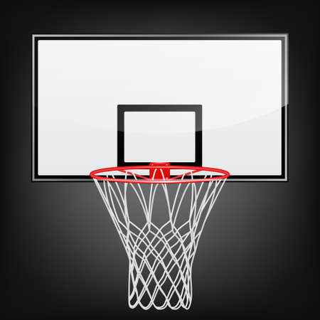 Basketball backboard with hoop on a black background. Vector EPS10 illustration.のイラスト素材