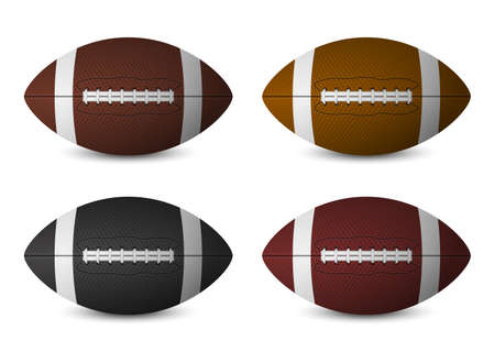 American football balls set isolated on white background. Vector EPS10 illustration.のイラスト素材