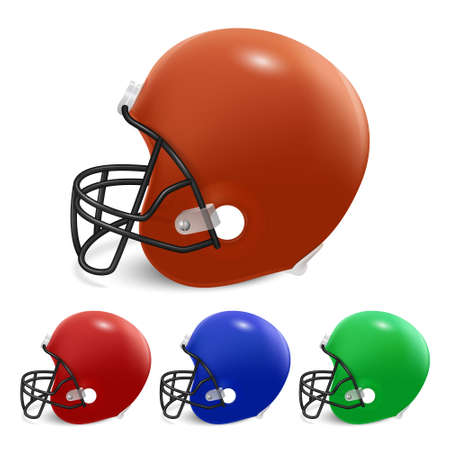 American football helmets set.  Isolated on white background. Vector EPS10 illustration.のイラスト素材