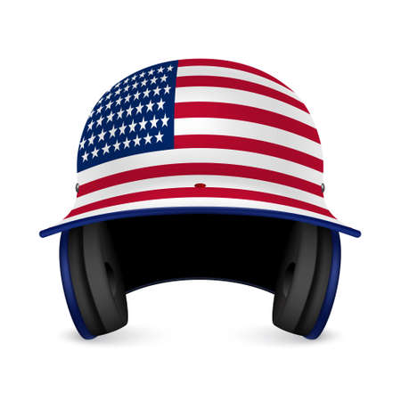 Patriotic baseball helmet - US flag. Vector EPS10 illustration.のイラスト素材