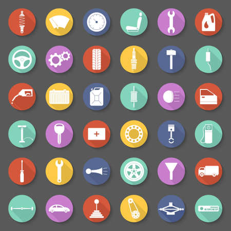 Car service icons set, car parts set. Vector EPS10 illustration.のイラスト素材