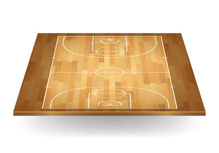 3d wooden basketball court. Vector EPS10 illustration.のイラスト素材