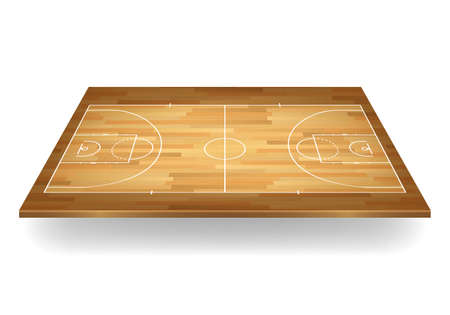 Wooden basketball court background. Vector EPS10 illustration.のイラスト素材