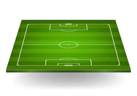 3d striped soccer field, isolated on white. Vector EPS10 illustration.のイラスト素材