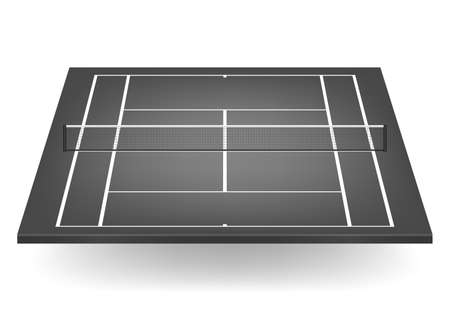 Black tennis court with netting.   のイラスト素材