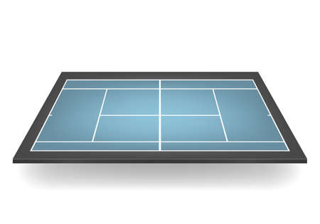 Combined - blue and black - 3d tennis court.  のイラスト素材