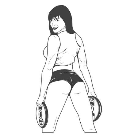 Nice sexy woman with disc weights.  のイラスト素材