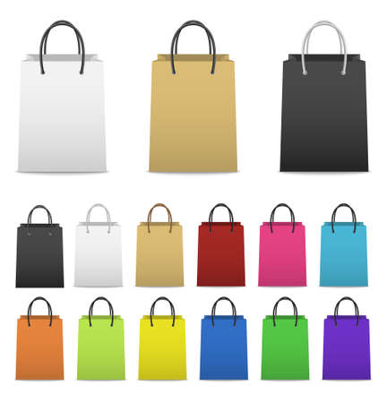 Blank paper shopping bags set isolated on white. のイラスト素材