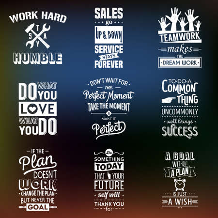 Set of vintage business motivation typographic quotes. Vector   illustration.のイラスト素材