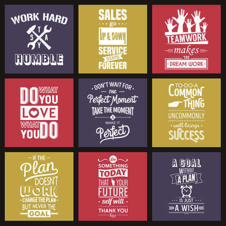 Set of vintage business motivation typographic quotes. Vector   illustration.のイラスト素材