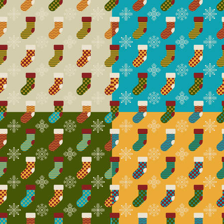 Set of Christmas and New year seamless patterns. Vector EPS8 illustration.のイラスト素材