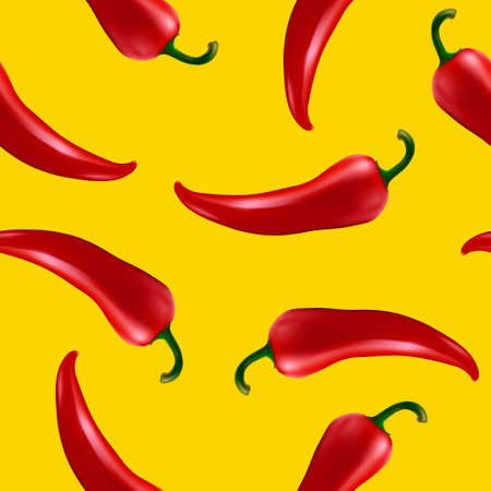 Seamless pattern with red chilli pepper.
