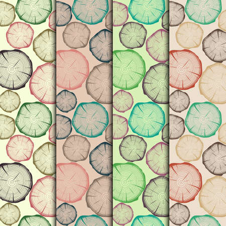 Set of seamless patterns with tree rings. Vector EPS10 illustration.のイラスト素材