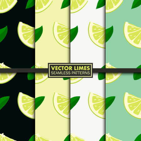 Set of seamless patterns with limes. Limes seamless pattern. Limes seamless pattern vector. Limes...