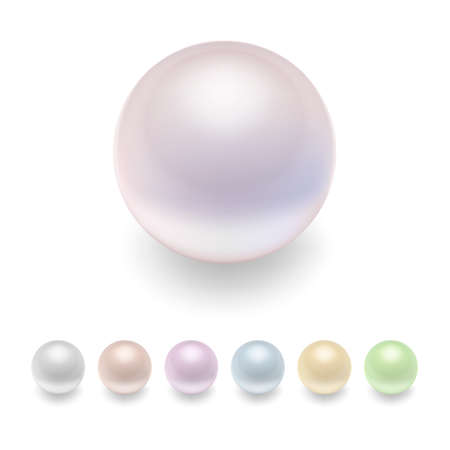 Realistic pearls set. Pearl icon vector. Isolated pearl. Pearl image. Pearl template. Pearl design. Vector EPS10 illustration.のイラスト素材