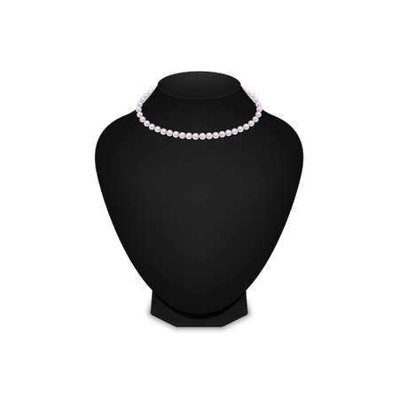 Pearl necklace on black mannequin isolated on a white background. Pearl necklace icon vector, isolated vector pearl necklace, pearl necklace image, pearl necklace template, pearl necklace design, pearl necklace background. Vector EPS10 illustration.のイラスト素材