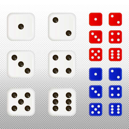 Set of dices on a transparent background. Vector EPS10 illustraion.