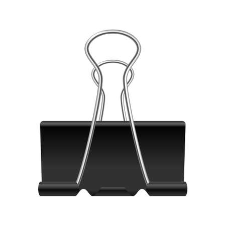 Black binder clip, isolated on a white background. Vector EPS8 illustration.のイラスト素材