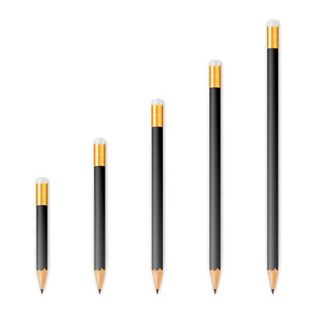 Black wooden sharp pencils isolated on a white background.のイラスト素材
