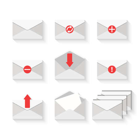 Email icons set in the flat style. Vector EPS10 illustration.のイラスト素材
