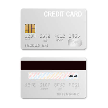 White credit card template isolated on a white background. Mockup for design.のイラスト素材