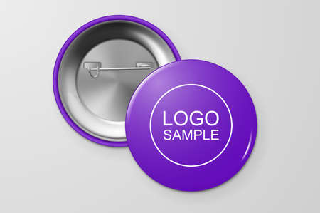 Blank button badge, front and back view. Design template.のイラスト素材