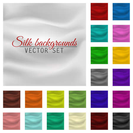 Colorful satin or silk background set. Vector drapery textile.のイラスト素材