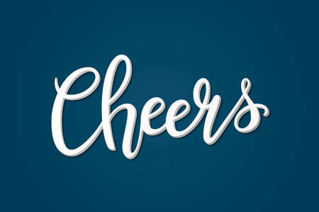 Cheers hand-drawn lettering decoration text with shadow on blue background.のイラスト素材