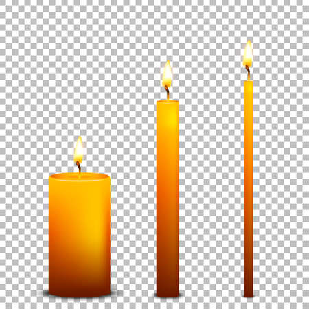 Vector realistic candle icon set isolated on transparent background. Design templates. EPS10.のイラスト素材