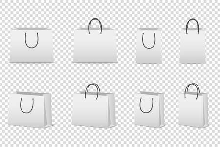 Vector blank white paper bag set isolated. Design template for mockup. EPS10.のイラスト素材
