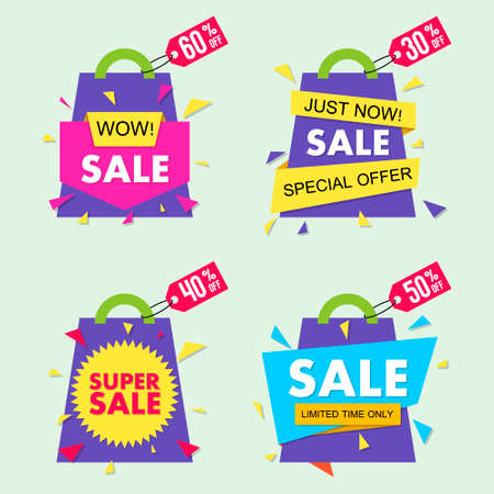 Vector sale banner set in material design style. EPS10.のイラスト素材