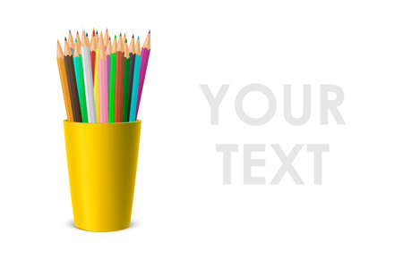 Realistic plastic cup with colored pencilsのイラスト素材