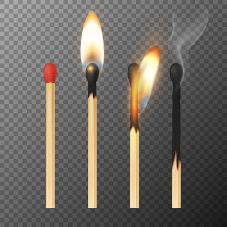 Vector 3d realistic match stick icon setのイラスト素材