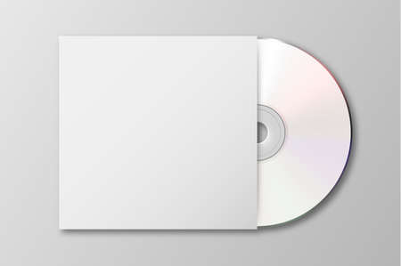 Vector realistic 3d white cd with cover icon isolated. Design template of packaging mockup for graphics. Top viewのイラスト素材