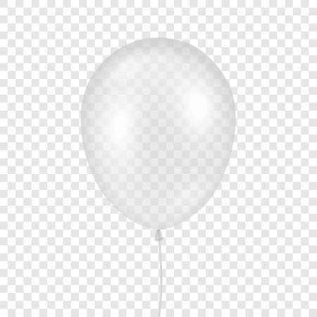 Vector 3d Realistic Transparent Balloon Icon Closeup Isolated on Transparent Background. Design Template of Helium Balloon for Mockup. Anniversary, Birthday Party. Front Viewのイラスト素材