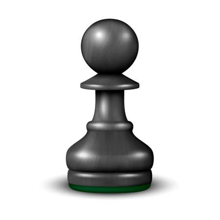 Vector 3d Realistic Black Wooden Chess Pawn Icon Closeup Isolated on White Background. Design Template. Game Concept. Chess, Chessmen. Stock Illustration.のイラスト素材
