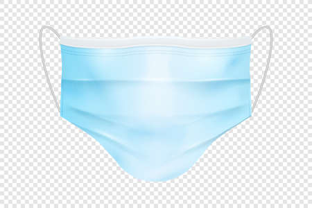 Vector 3d Realistic Blank Disposable Breathing Respiratory Medical Hospital Pollution Protect Face Mask Closeup Isolated. China Coronavirus Quarantine. 2019-nCoV, COVID-2019 conceptのイラスト素材