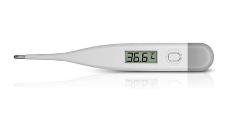Vector Realistic 3d Celsius Electronic Medical Thermometer for Measuring Icon Closeup Isolated on...