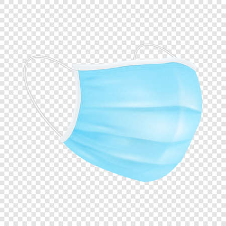 Vector 3d Realistic Blank Disposable Breathing Respiratory Medical Hospital Pollution Protect Face Mask Closeup Isolated. Coronavirus Quarantine. 2019-nCoV, COVID-2019 concept.のイラスト素材