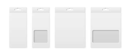Vector 3d Realistic Blank Paper White Product Package Box For Pencils, Pens, Crayons, Felt-tip Pens Isolated On White Background. Design Template for Mockup, Product Packing, Logo. Top Viewのイラスト素材